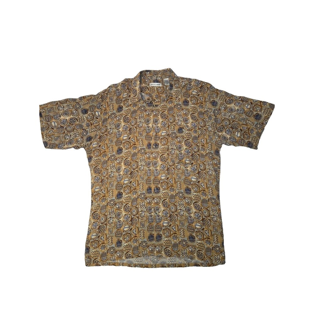 Vintage Pierre Cardin Shirt Mens M 100% Rayon Abstract Geometric Made Korea 90s